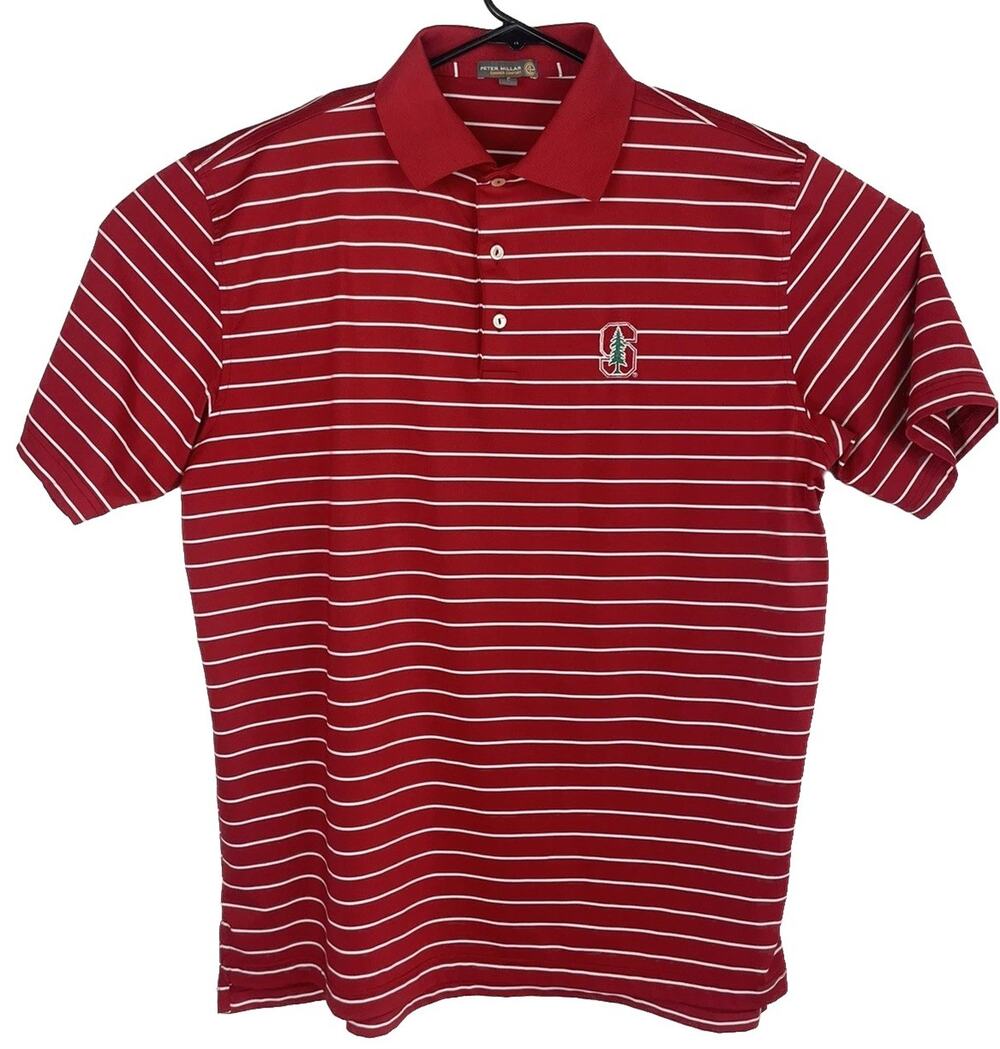 Peter Millar Summer Comfort Stanford University Redwood Red Stripe Polo XXL